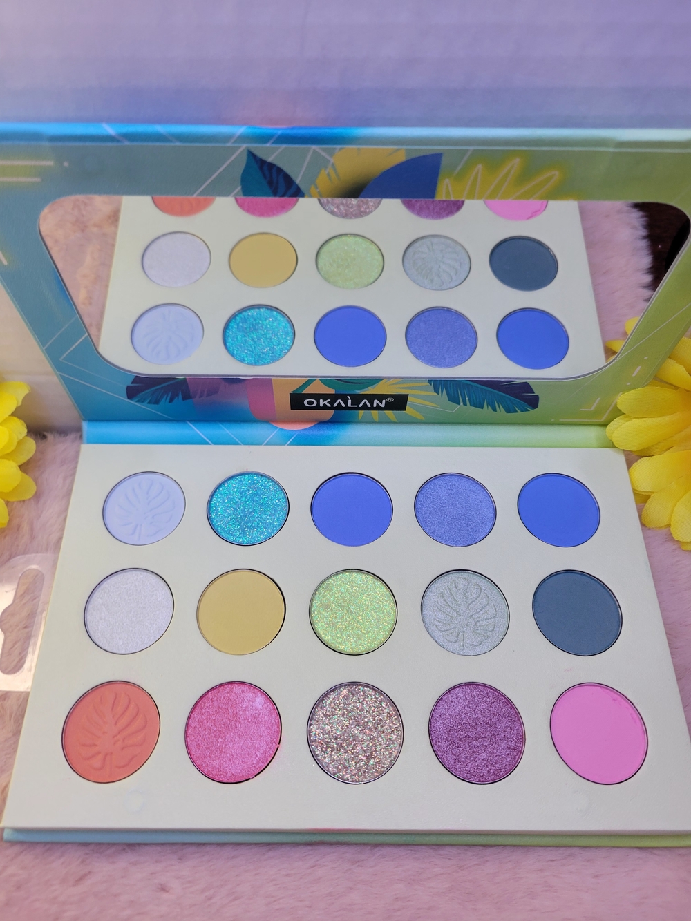 OKALAN Vibrant Multicolor Eyeshadow Palette - Blues, Purples, Pinks & Greens